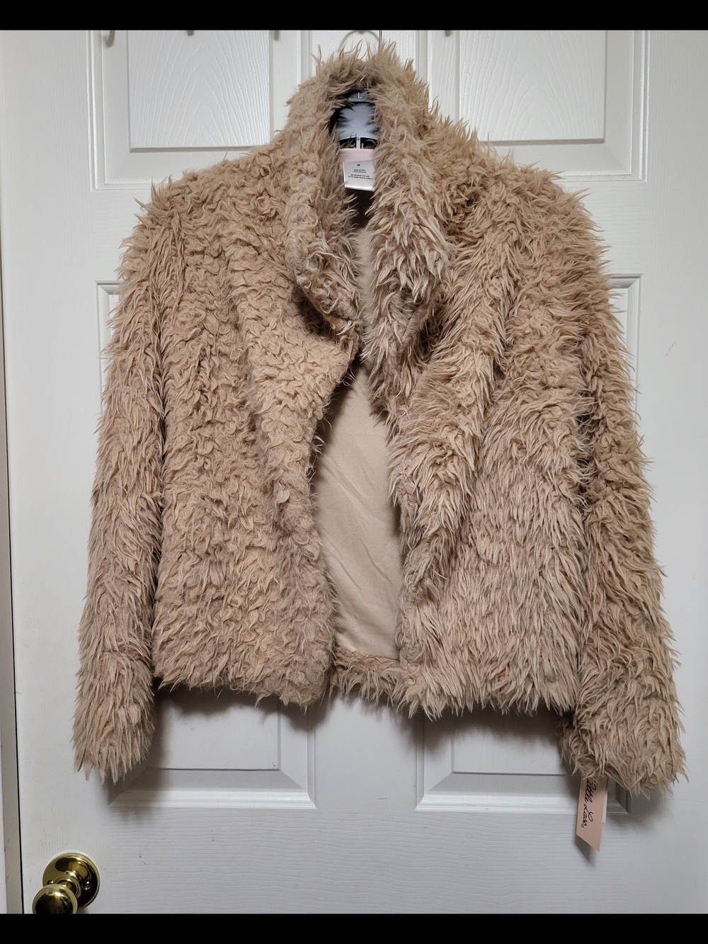 Little Lass Tan Shaggy Faux Fur Jacket